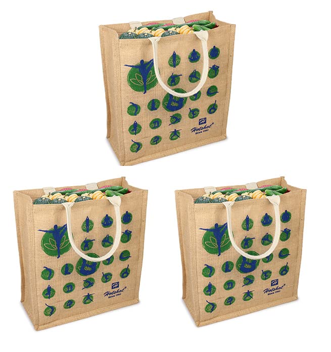 Premium Reusable Heavy Duty Waterproof Shopping Bags - 2 Pack Eco-Friendly Grocery Bags for Kitchen, Market & Travel | Durable Jute Vegetable Bags with Full Handles | Ideal for Groceries, Picnics & Daily Errands