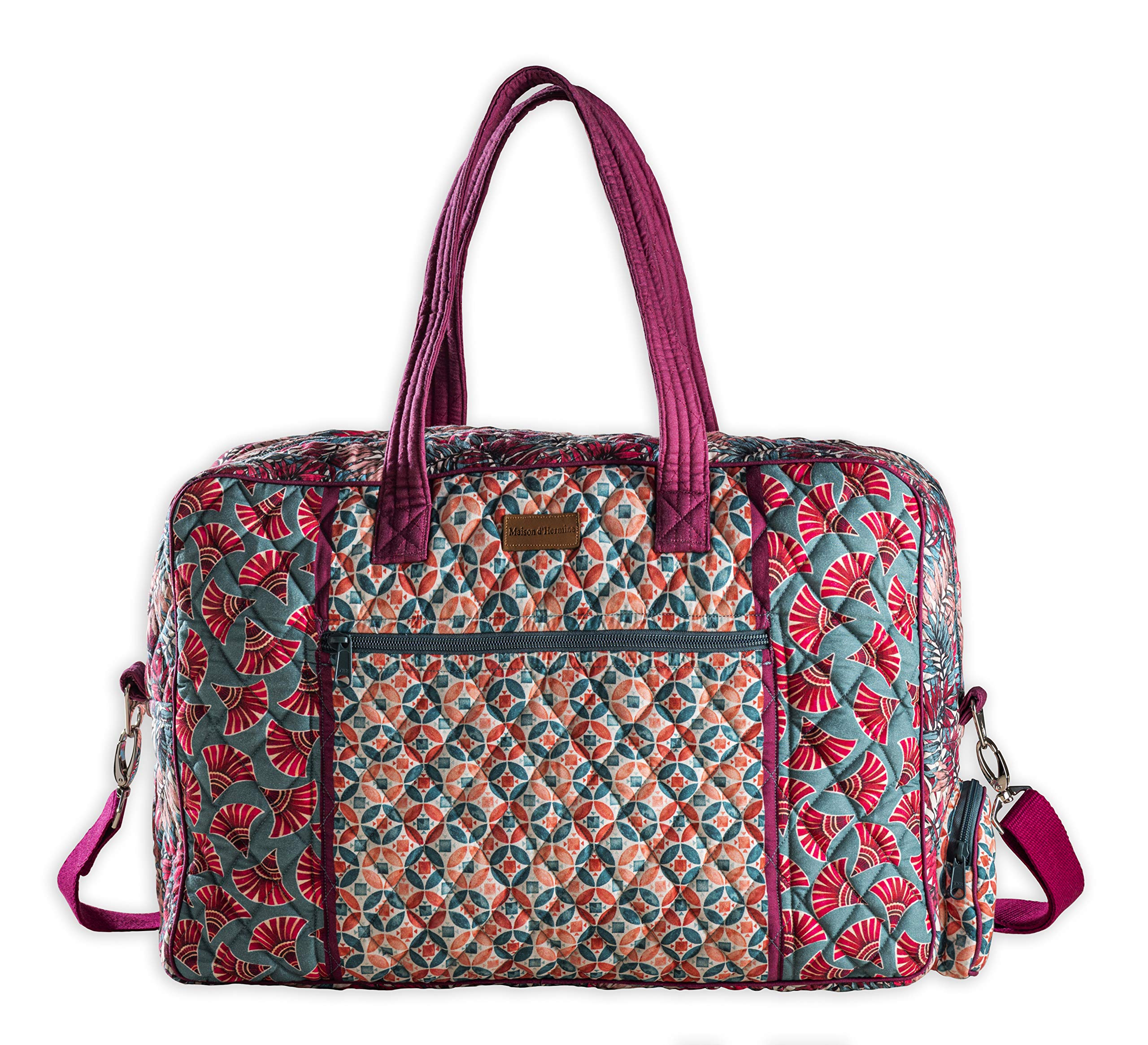 Maison d'Hermine 100% Cotton Women's Shoulder Bag with Zip Pockets - Perfect for Beach, Shopping, Travel & Hiking | Durable & Stylish Handbag for Everyday Use