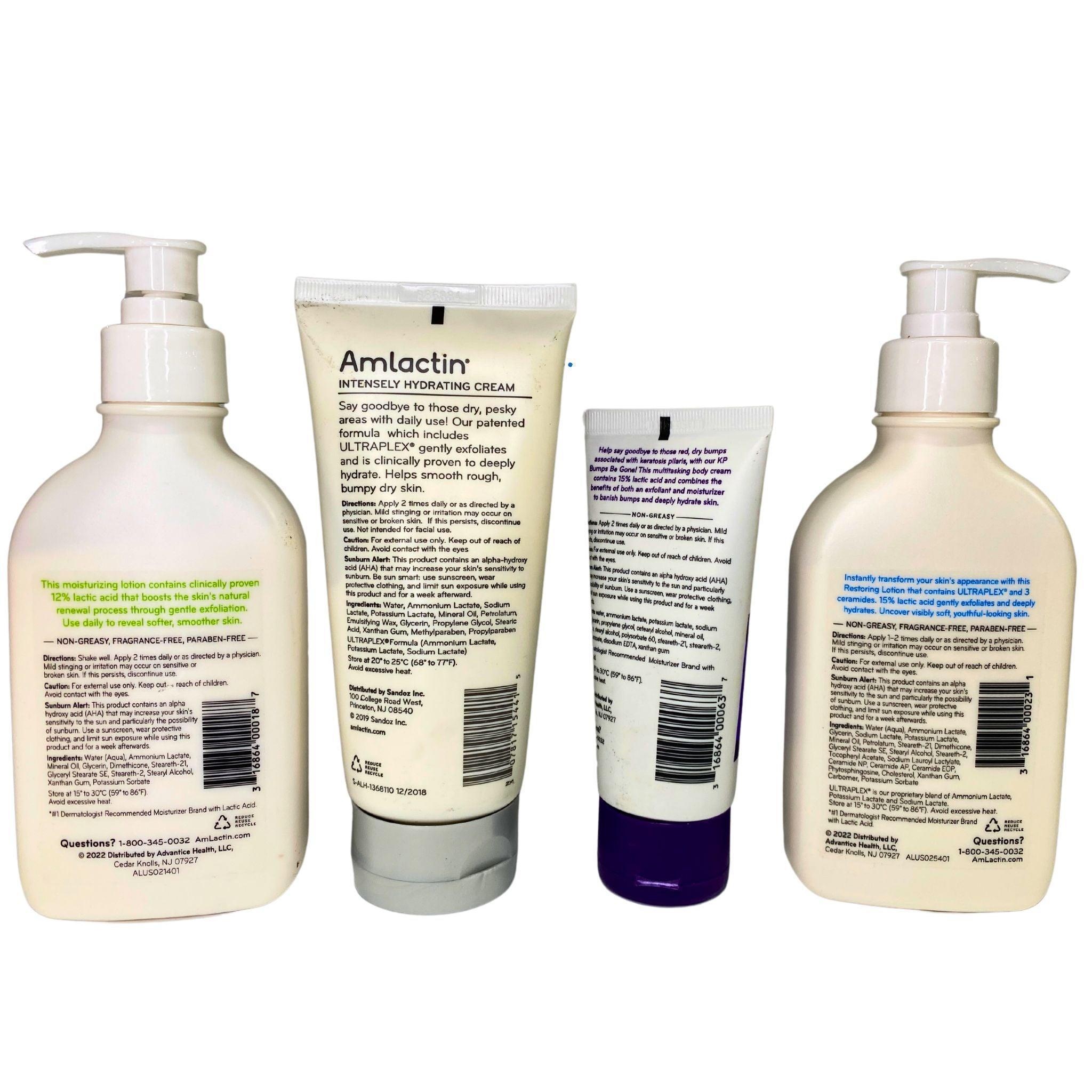 AmLactin Moisturizing Lotion & Cream Set - 27 Piece Bundle for Dry Skin Care, Keratosis Pilaris & Eczema Relief - Perfect for Daily Hydration & Body Exfoliation