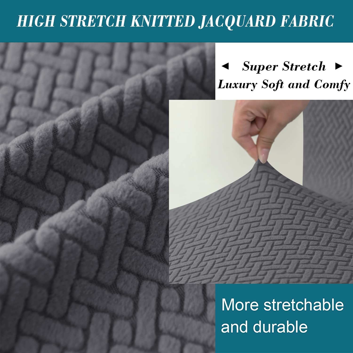 4 Pack Stretch Bar Stool Covers with Backs - Jacquard Fabric Slipcovers with Elastic Bands for Pub, Counter & Kitchen Stools - Dark Gray - Perfect for Home, Cafe and Restaurant Decor