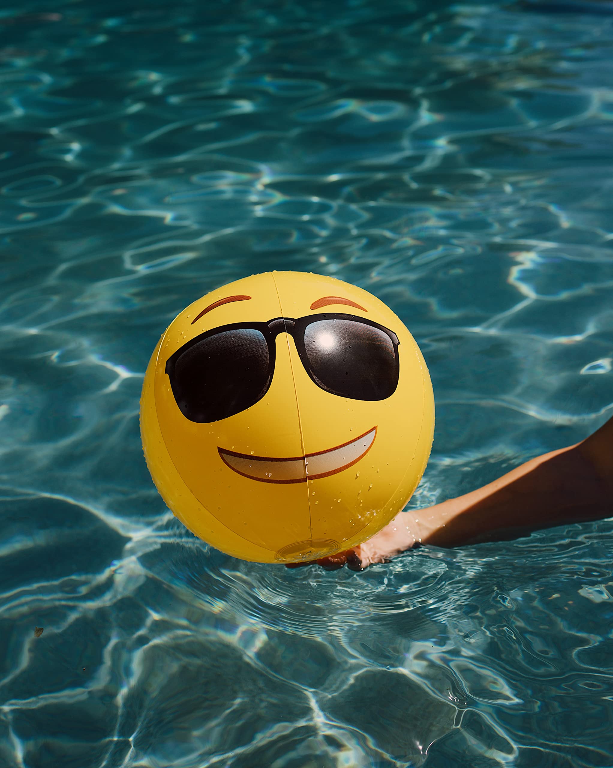**18 Inch Inflatable Coconut Float Emoji Beach Balls - Fun Summer Pool Party & Swim Event Accessories for Beach, Backyard, and Water Games**