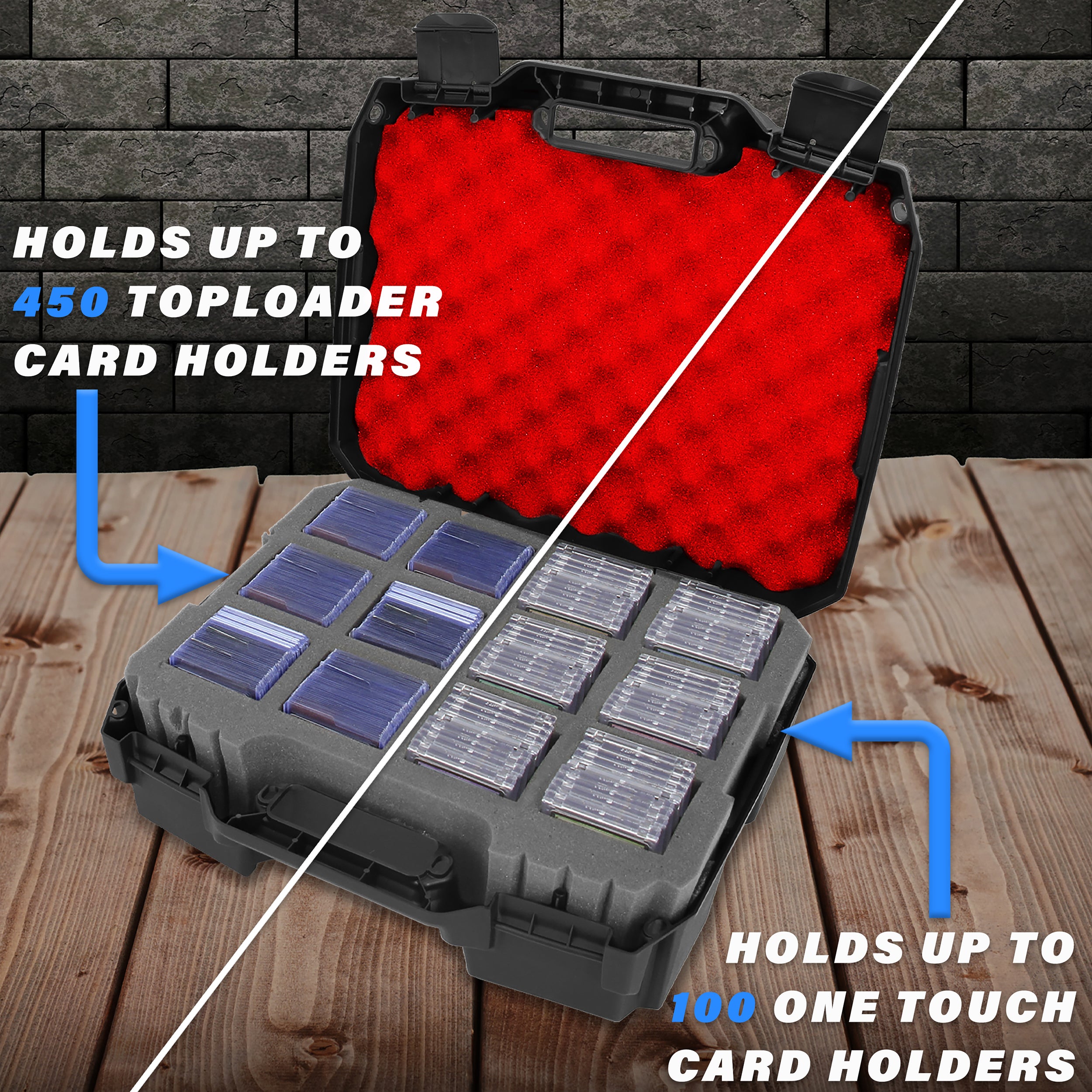 CASEMATIX Toploader Card Storage Case - Holds 450 Toploaders or 100 One Touch Holders, 12-Compartment Trading Card Organizer Box for Collectors | Perfect for Sports Cards, Pokemon & MTG Storage