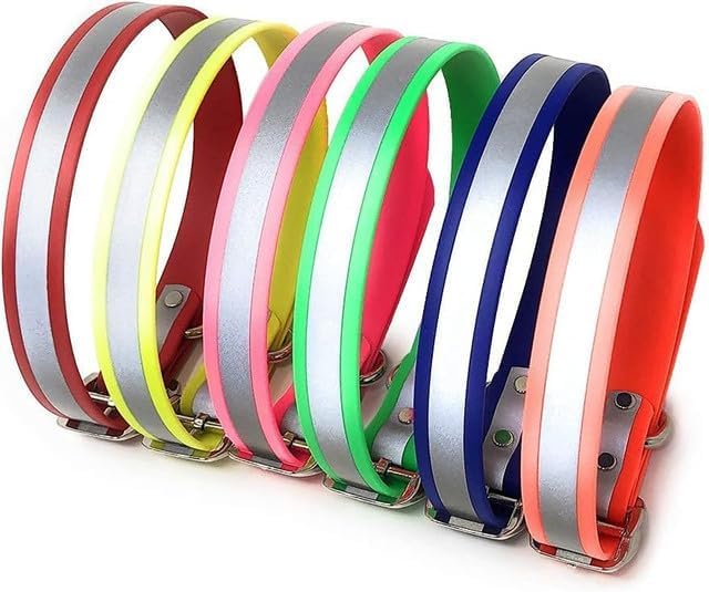 Regal Heavy Duty Reflective Dog Collar - Adjustable Chew Proof & Waterproof Pet Collar with Metal Buckle & D-Ring for Small, Medium & Large Dogs - Perfect for Night Walks, Training & Outdoor Adventures