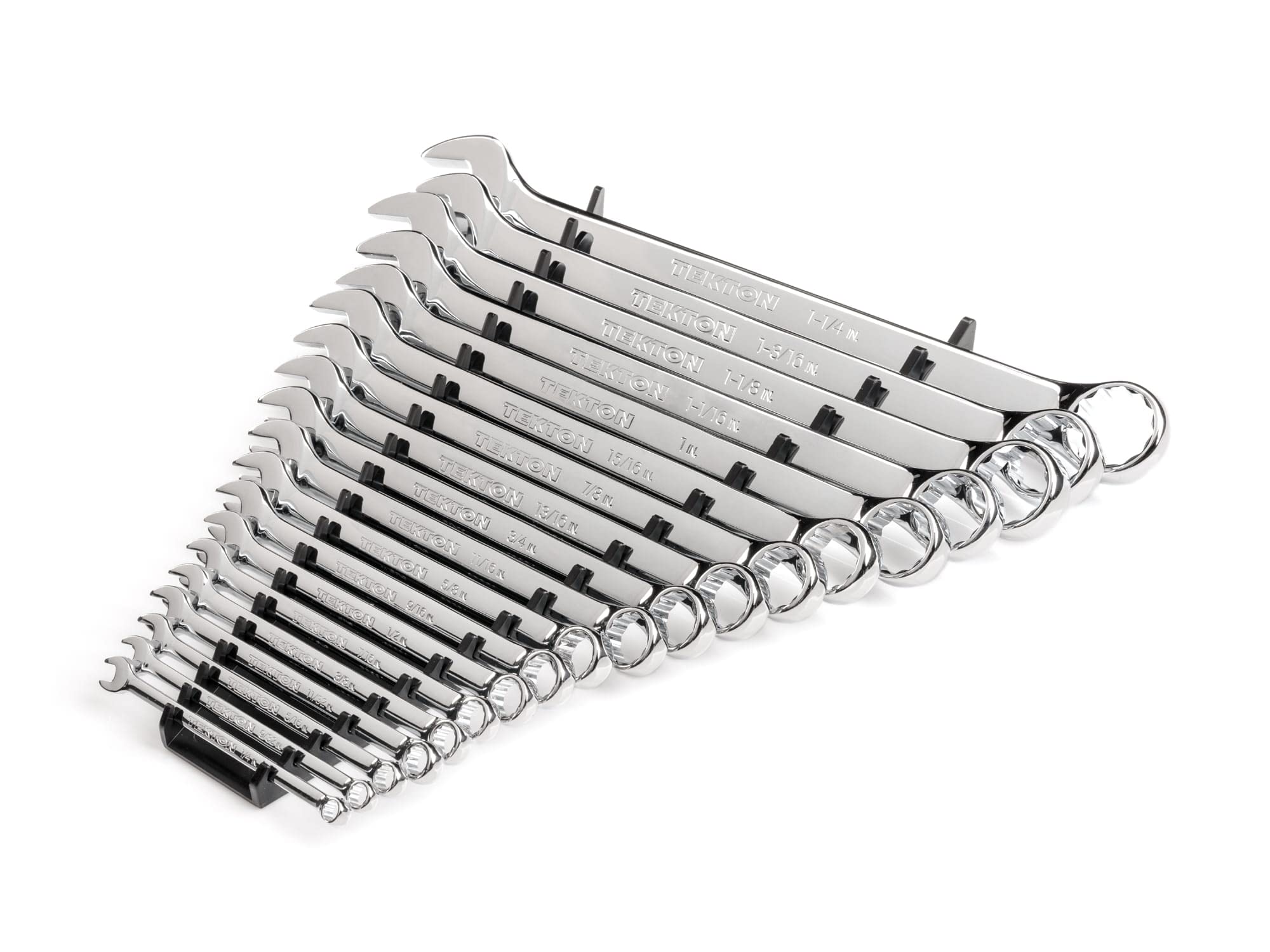 TEKTON 19-Piece Combination Wrench Set with Storage Rack (1/4-1-1/4 Inch) - WCB91102 | Perfect for Automotive Repair, Home Improvement & DIY Projects