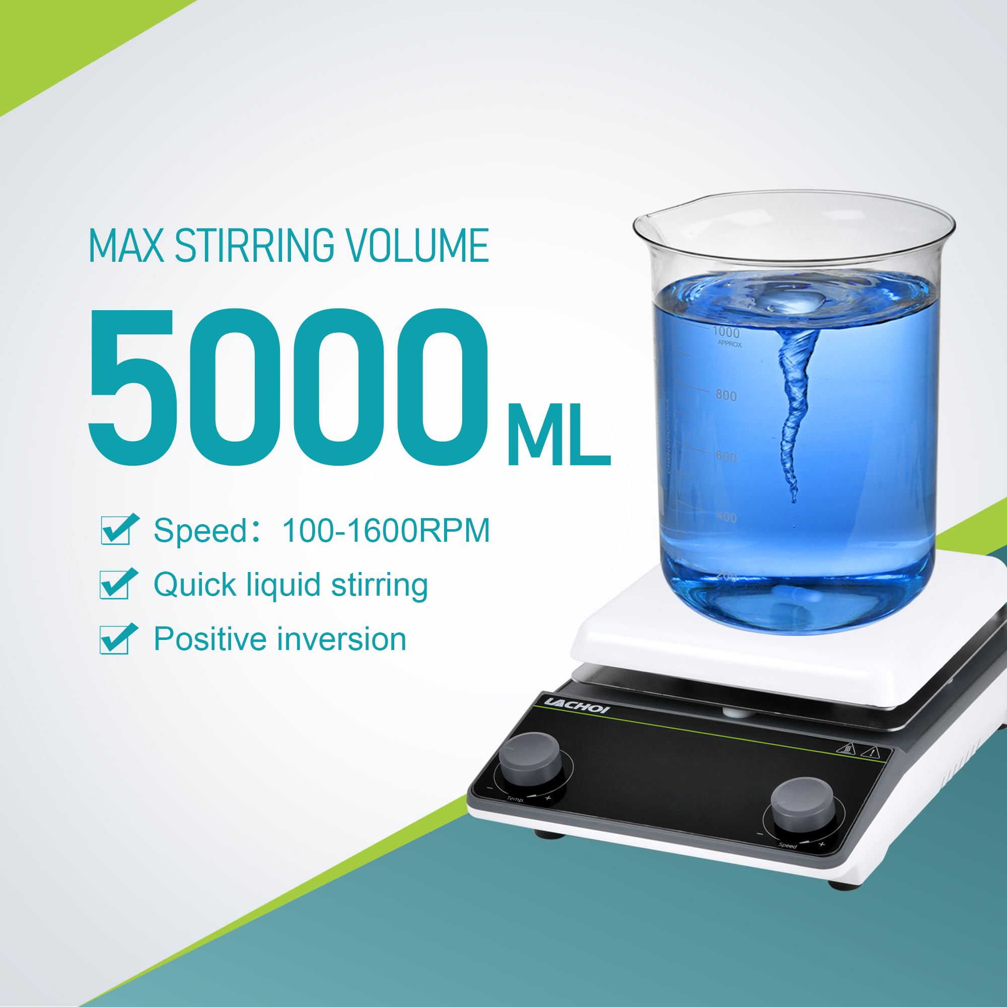 LICHEN 300℃ Magnetic Stirrer Hot Plate with Magnetic Bar - 200-1600 RPM Lab Mixer for Chemistry Experiments, Home Brewing & Scientific Research (No Screen)