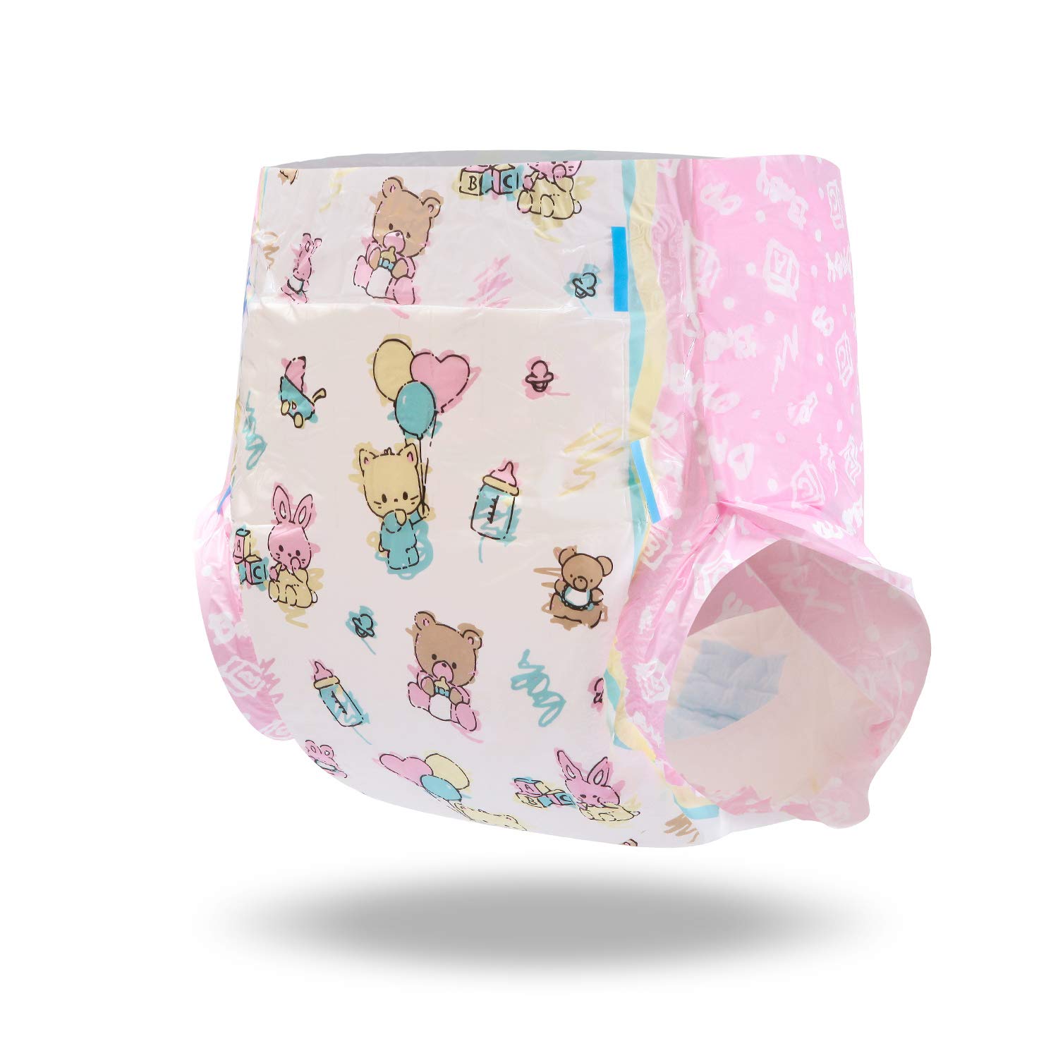 Littleforbig Adult Printed Diaper 80 Pieces (8 Packs) - Baby Cuties Design, Medium Size 28