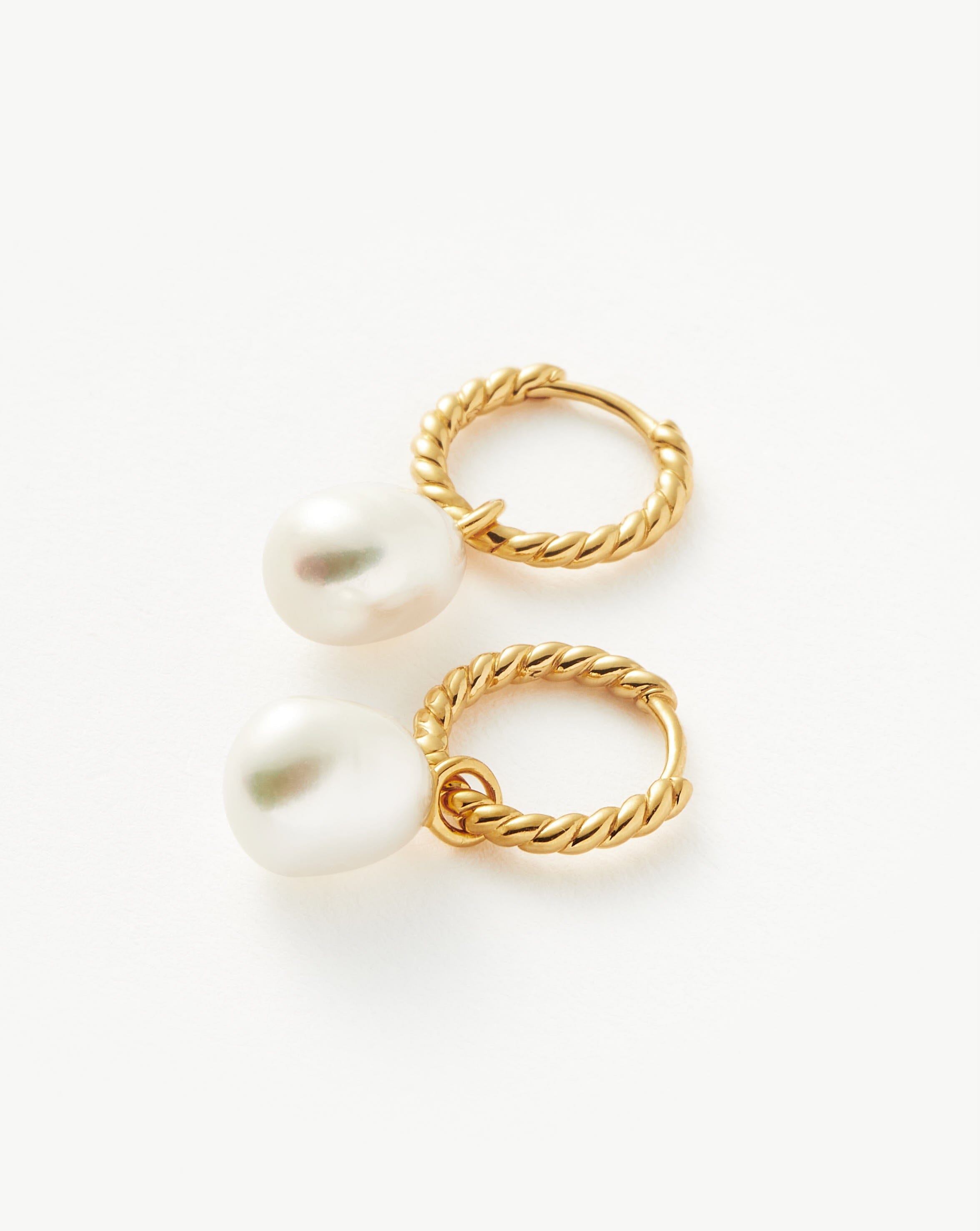 Elegant Pearl Twisted Small Drop Hoop Earrings - 14K Gold Plated Vermeil with Freshwater Pearls | Dainty Jewelry for Women, Gift for Her, Perfect for Weddings, Parties & Everyday Wear