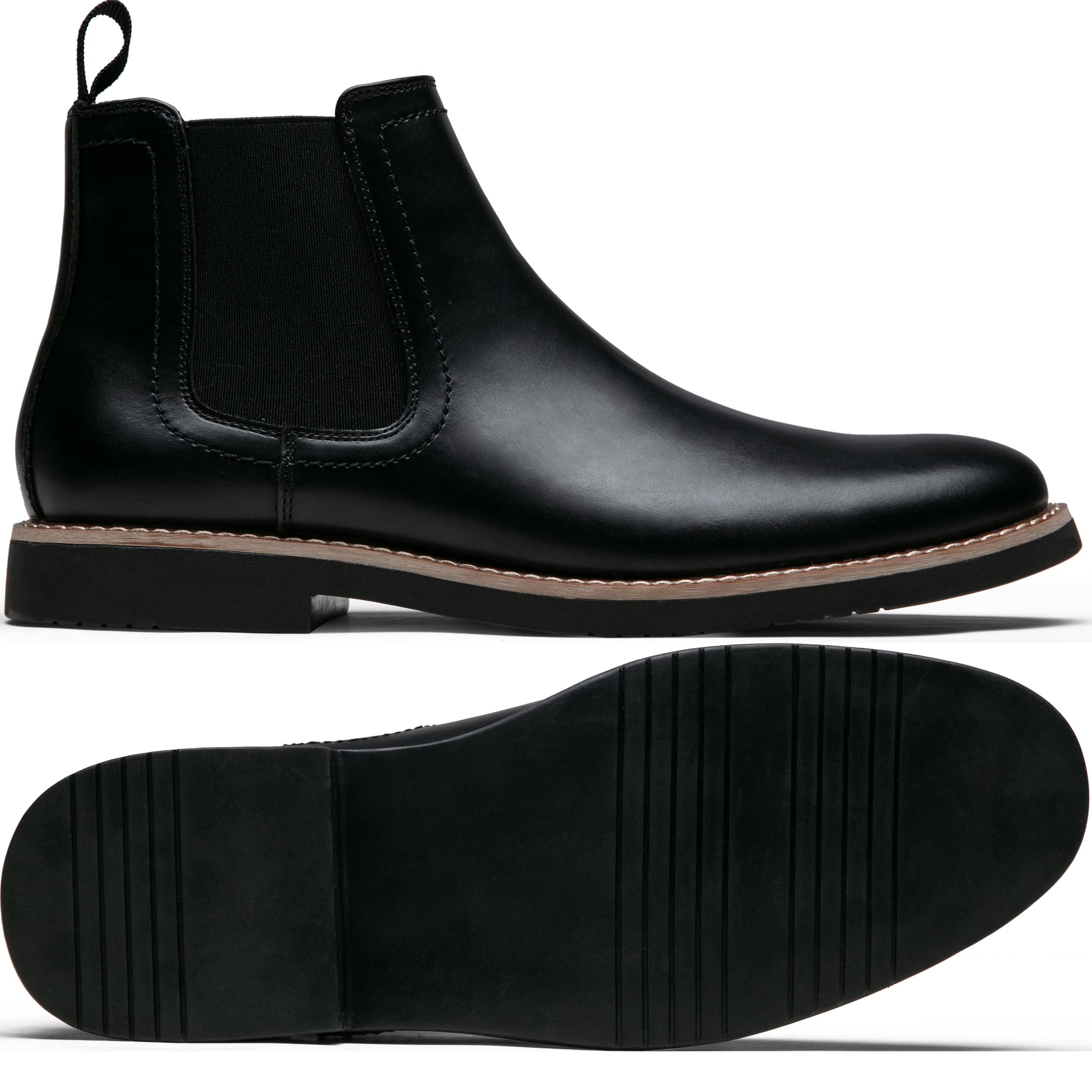 Vostey Men's Chelsea Boots - Classic Slip On Ankle Dress Boots in Black | Comfortable Casual Shoes for Work, Office & Everyday Wear
