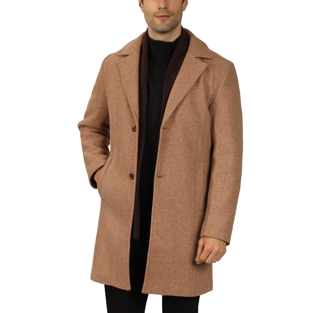 WULFUL Men's Slim Fit Wool Trench Coat - Warm Winter Overcoat for Business, Office & Formal Occasions