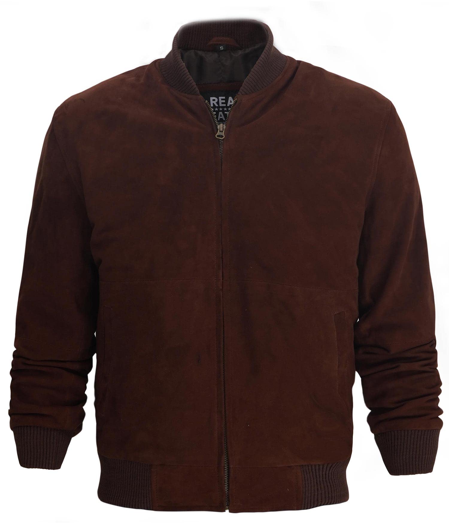 Genuine Suede Leather Bomber Jacket for Men - Classic Baseball Style Jacket | Winter Outerwear & Casual Fashion Wear