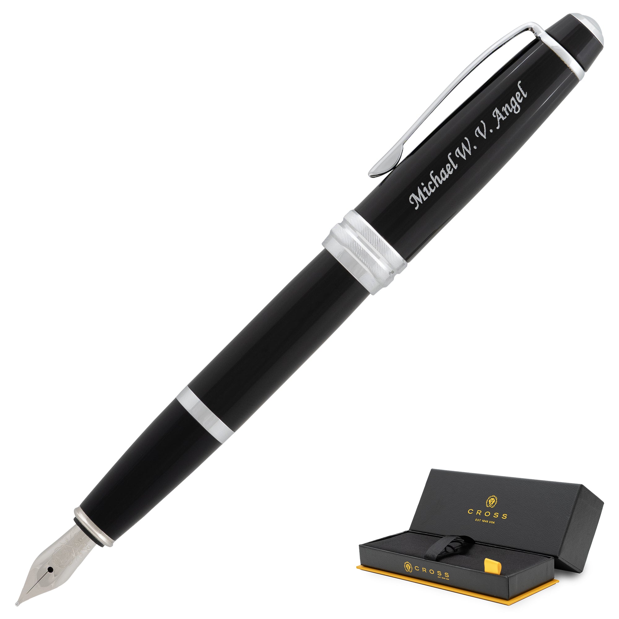 Cross Bailey Fountain Pen - Premium Black Lacquer Ink Pen for Writing, Calligraphy & Gifts | Smooth Nib, Elegant Design for Professionals & Students