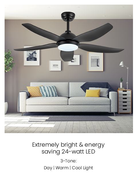 Fanco Galaxy 5 38/48/56 Inch DC Motor LED Ceiling Fan with Remote - Energy Efficient Quiet Operation for Bedroom, Living Room, and Outdoor Patio