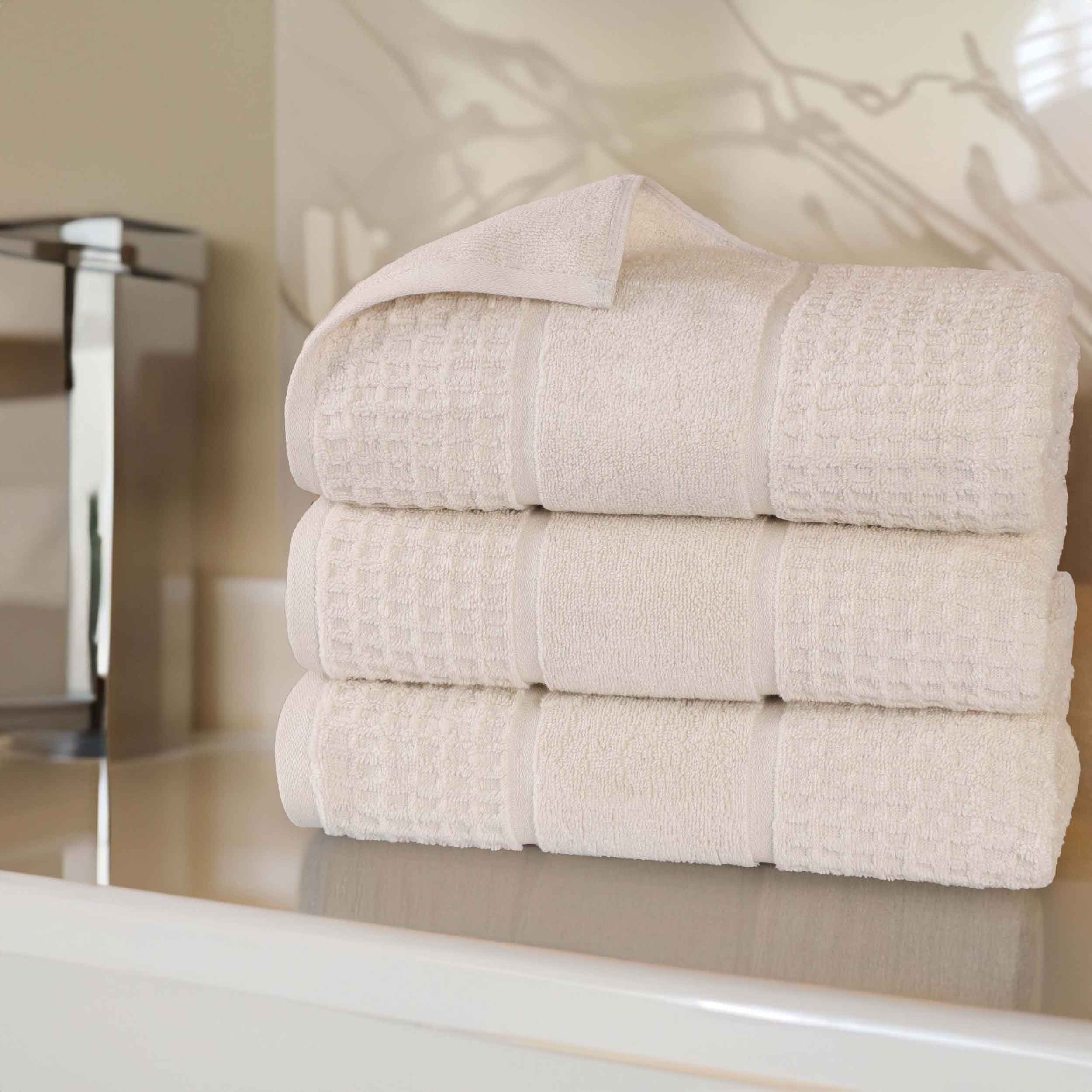 Premium Zero Twist Cotton Waffle Bath Towel Set of 3 - Ultra Soft & Absorbent Honeycomb Weave for Spa, Bath & Luxury Home Use
