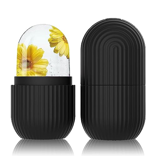 KBS Ice Roller for Face Massager - Pack of 2, Cooling Face & Eye Roller for Puffiness Relief, Neck & Body Massage Tool, Reduces Migraine Pain, Reusable Silicone Ice Mold (Black) - Perfect for Skincare Routine, Morning Depuffing & Post-Workout Recovery