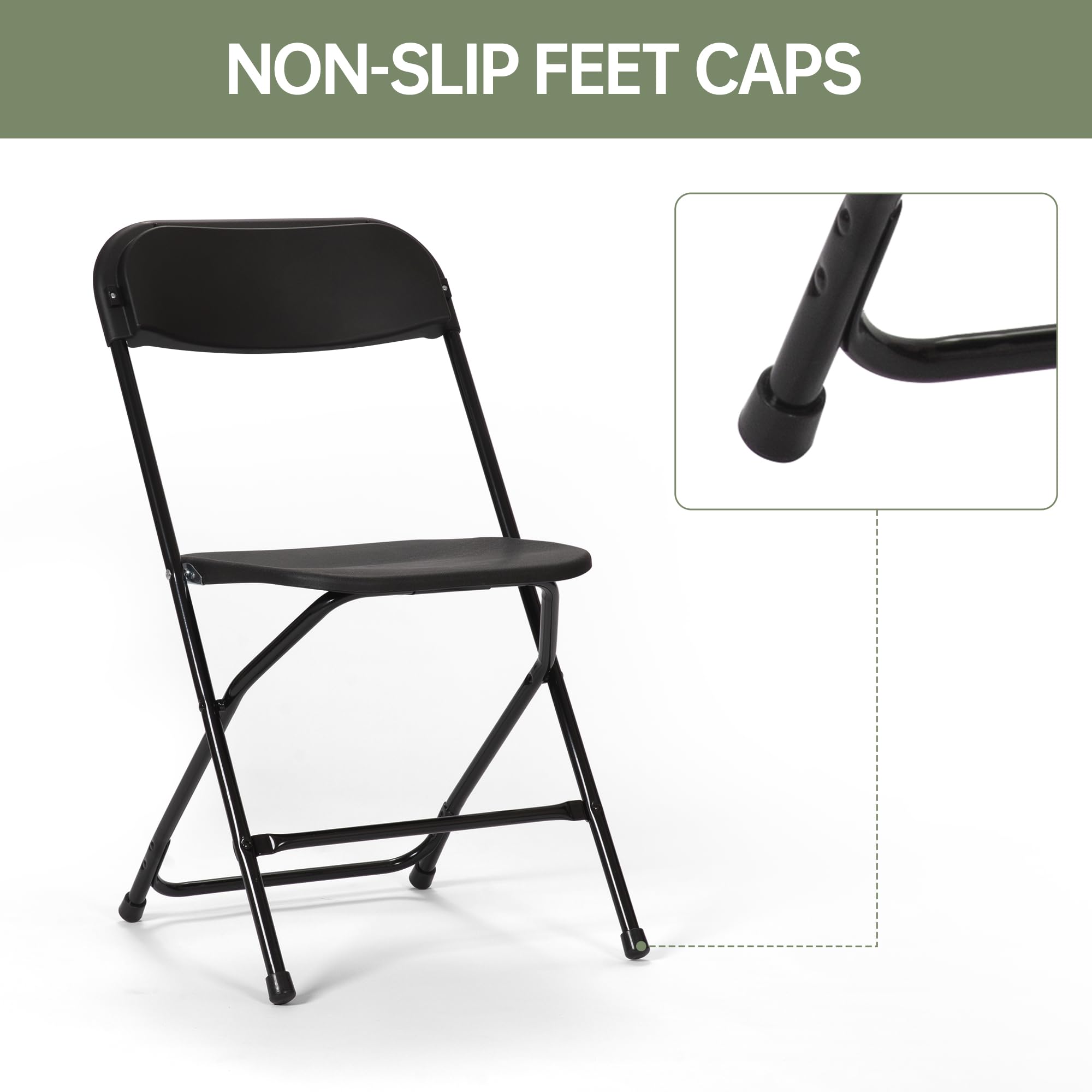 4-Pack Heavy Duty Plastic Folding Chairs - 650 LB Capacity Commercial Grade Stackable Chairs for Weddings, Parties, Events - Indoor & Outdoor Use - Portable Black Folding Chairs for Home, Office, Restaurant, and Backyard Gatherings