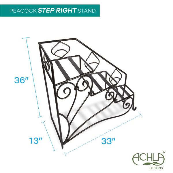 Achla Designs Peacock Steps FC04L & FC04R - Elegant Garden Stairs for Outdoor Decor, Perfect for Patios, Walkways, and Landscaping