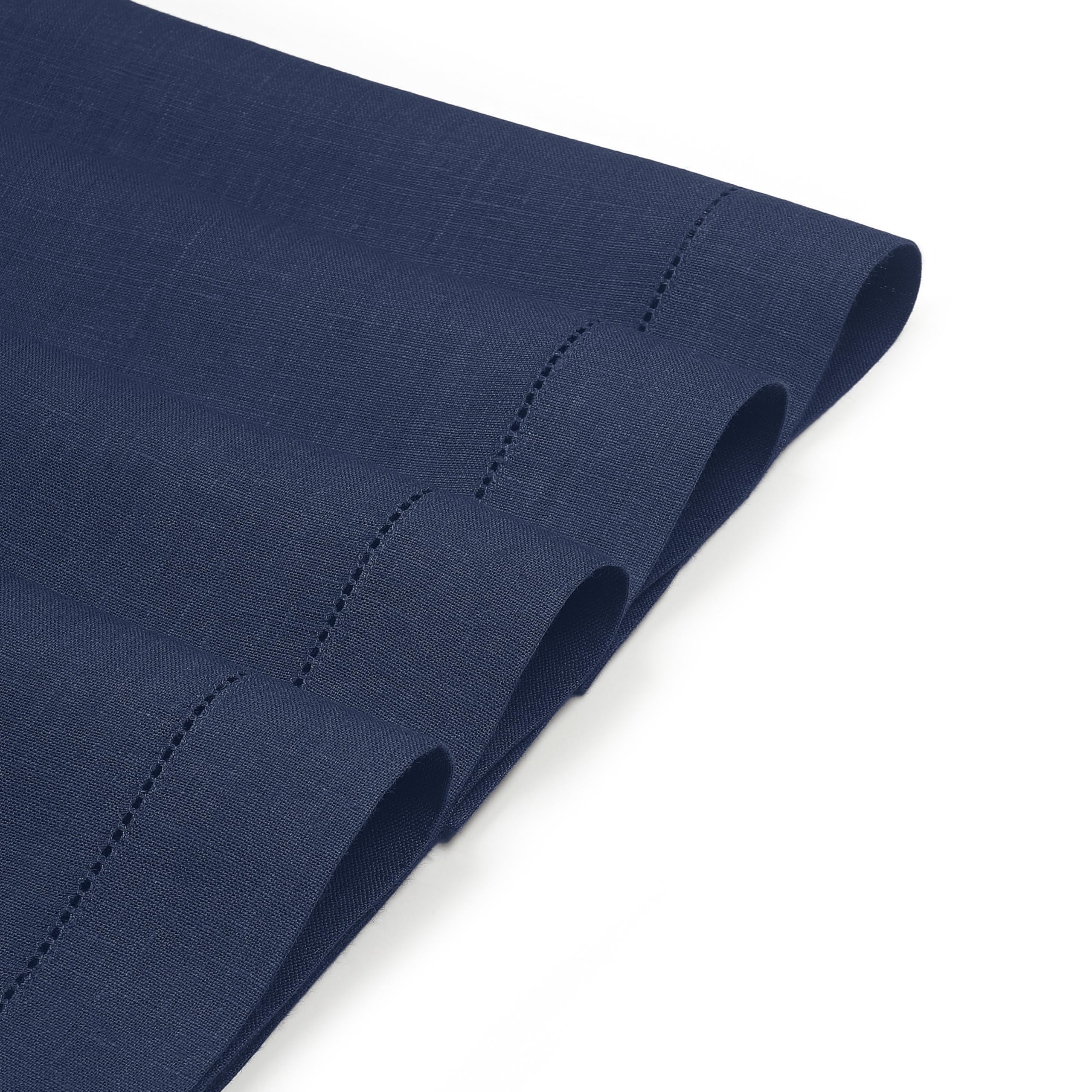 D'Moksha Homes 100% Pure Linen Placemats Set of 4 - Navy Blue 14x19 Inch Classic Hemstitch Washable Table Mats for Dining, Kitchen, Spring & Summer Decor