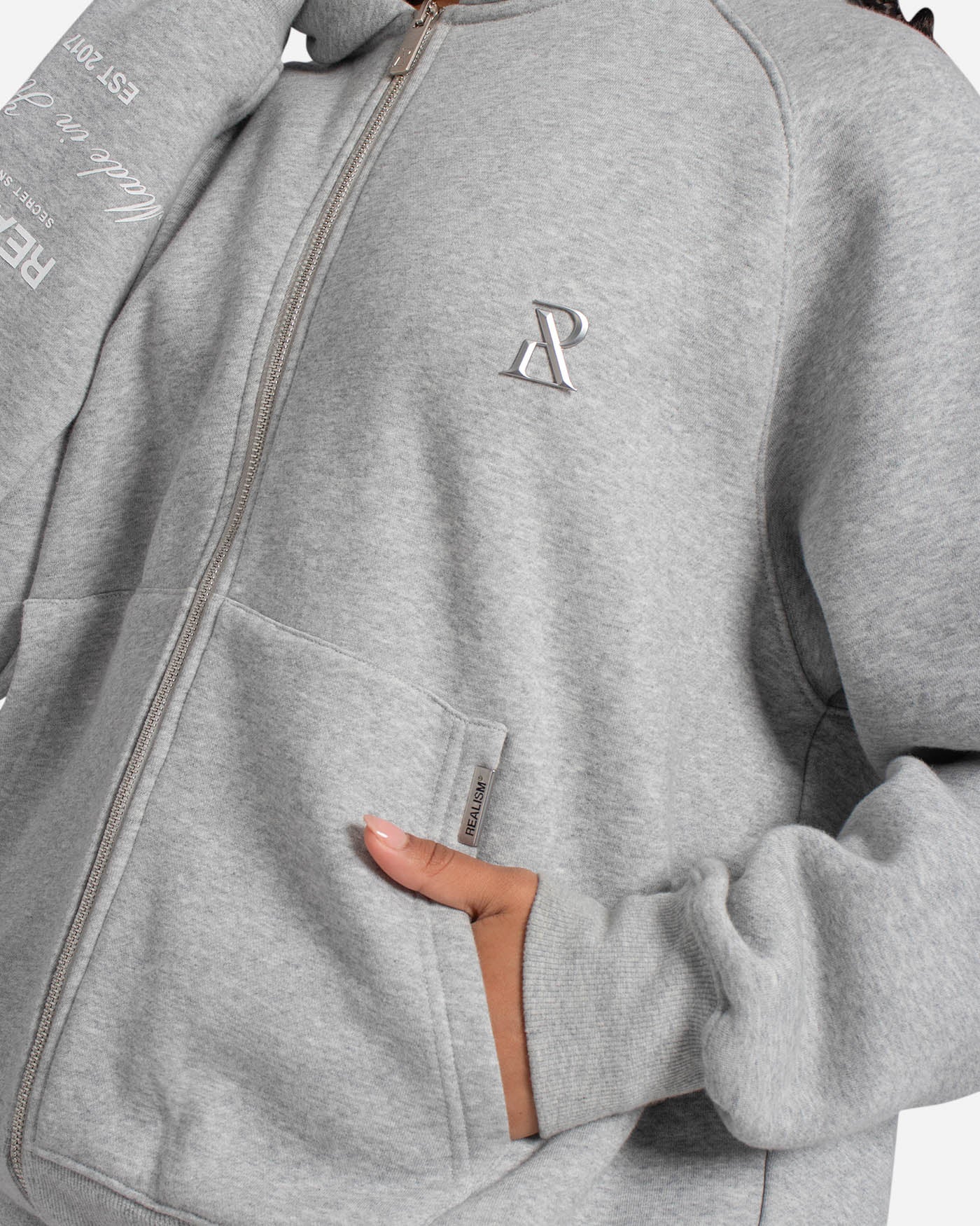 SSS Realism Radiant Zip Hoodie - Grey Marle - Comfortable & Stylish Pullover for Men & Women - Perfect for Casual Wear, Gym, and Outdoor Activities