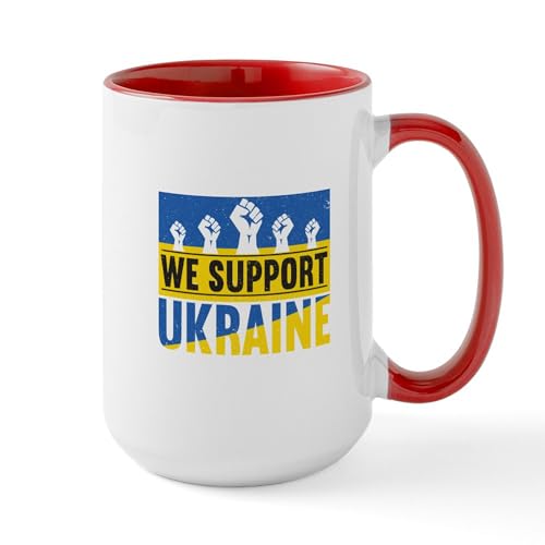 White/Red Inside - We Support Ukraine Mugs