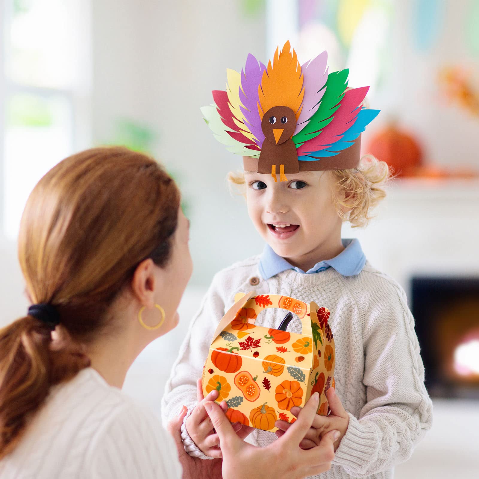 Fall Party Candy Boxes - 24 Pcs Thanksgiving Treat Boxes with Pumpkin & Maple Leaf Design for Autumn Harvest, Halloween, Birthday Party Decorations | Perfect for Candy, Cookies, and Party Favors