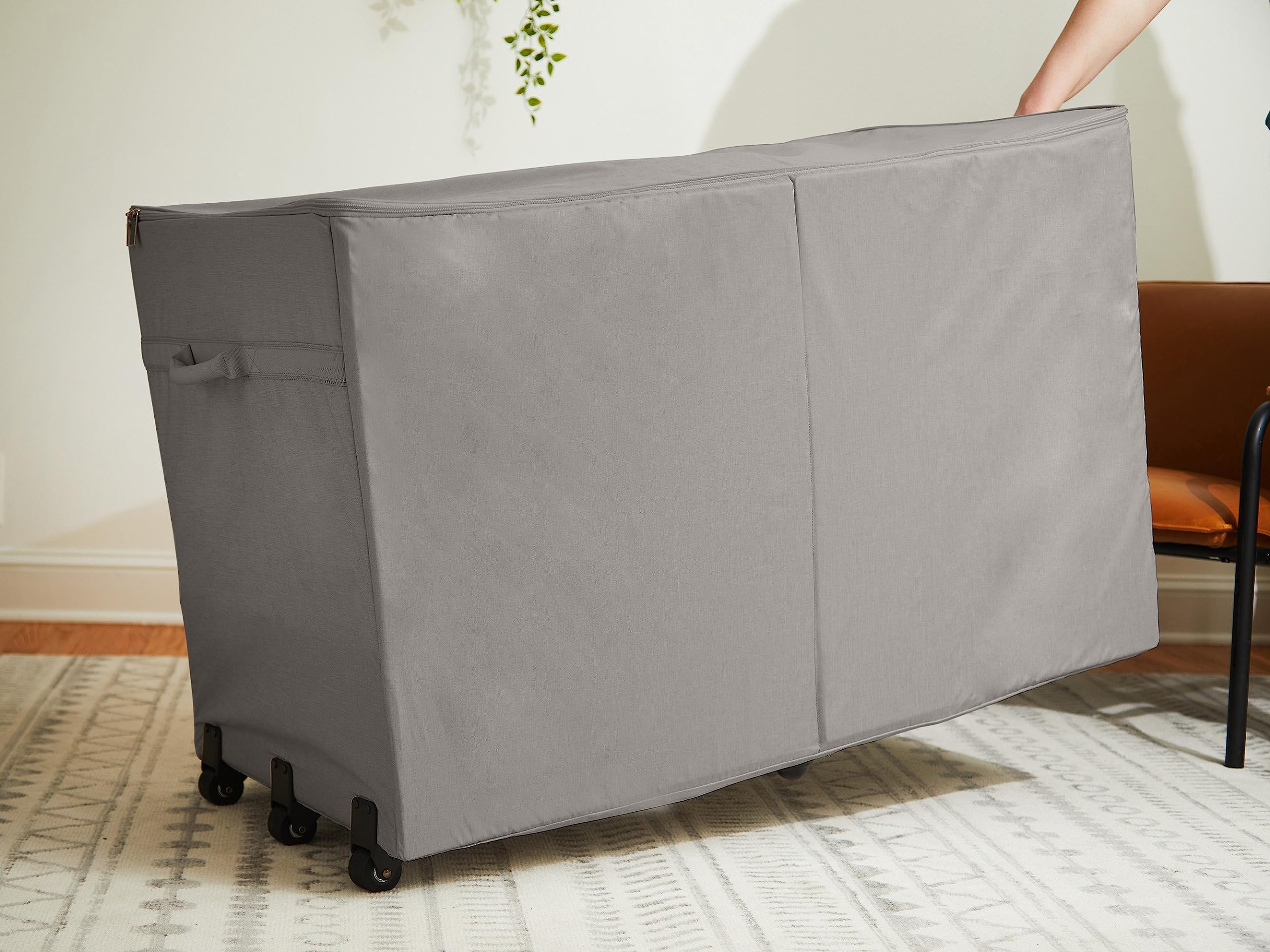 Covermates Keepsakes Rolling Structured Storage Bag – Heavy Duty Polyester with Padded Handles & Dual Zipper for Closet Organization - Perfect for Seasonal Clothing, Blankets & Home Storage (Grey Heather)