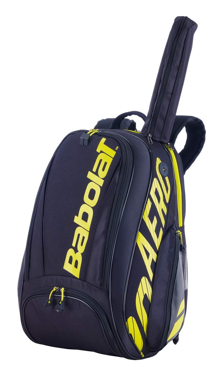 Babolat BP Pure Aero Tennis Backpack Black/Yellow - Premium Tennis Gear Bag for Players & Coaches - Perfect for Court, Gym & Travel (2020 Model)