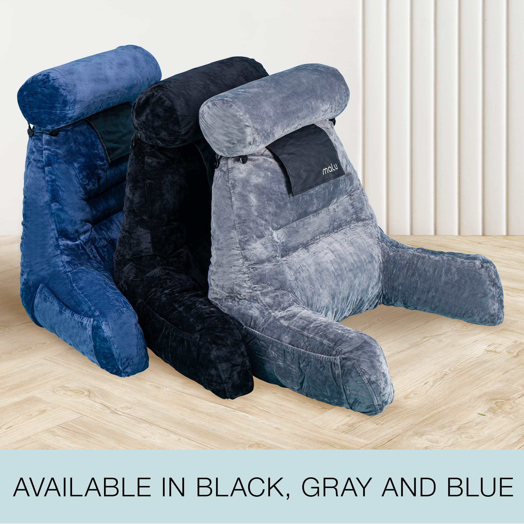 Extra Large Reading Pillow with Shredded Memory Foam - Ergonomic Back Support Pillow for Bed, Couch & Floor - Includes Neck Roll Mat - Perfect for Reading, Gaming, Watching TV & Relaxing at Home