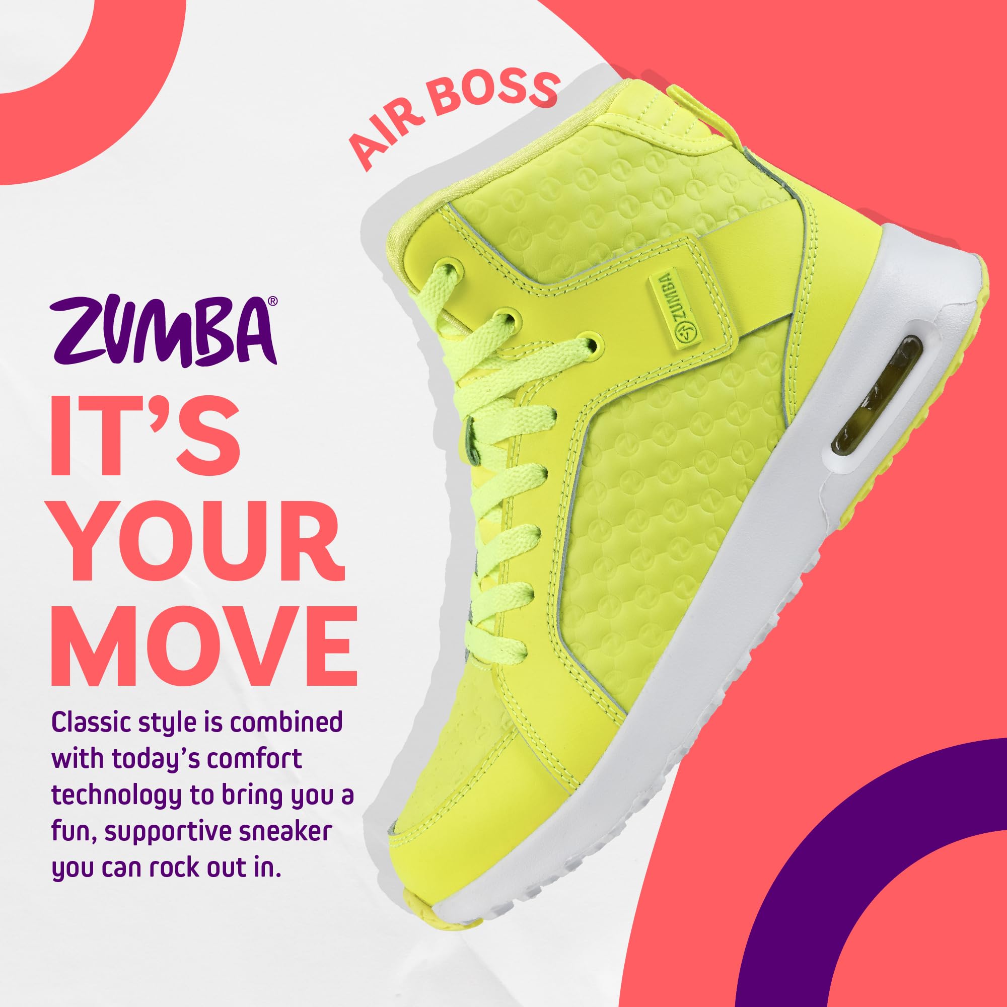 ZUMBA Street Boss Women's High Top Sneakers - Comfortable Dance & Workout Shoes for Fitness, Aerobics & Street Style | Perfect for Zumba Classes, Gym Training & Casual Wear