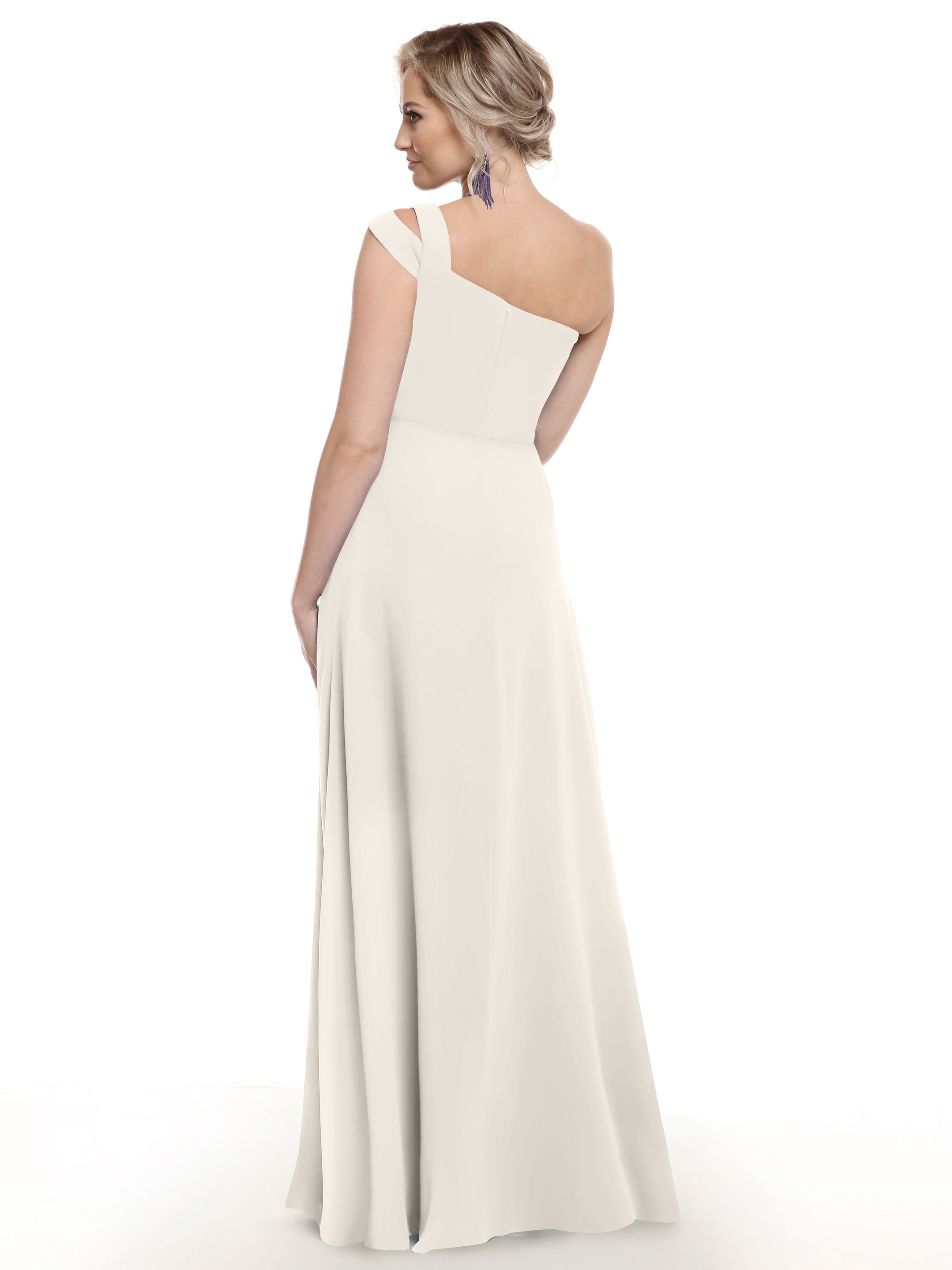 Elegant 80139 Chiffon A-Line One Shoulder Bridesmaid Dress with High Slit - Perfect for Weddings, Prom & Formal Events