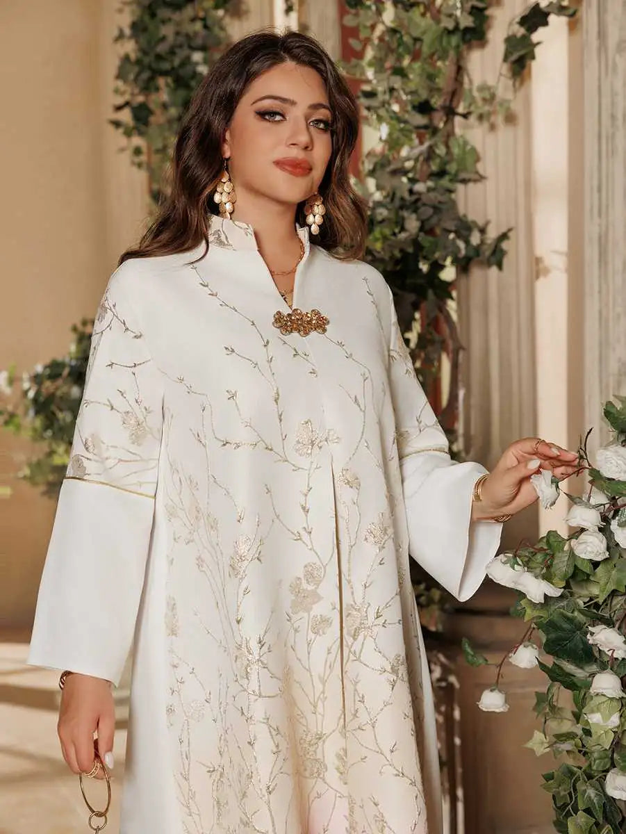 Elegant Eid Gradient Jacquard Kaftan Dress for Muslim Women - Modest Jalabiya Abaya for Prayer, Parties & Special Occasions