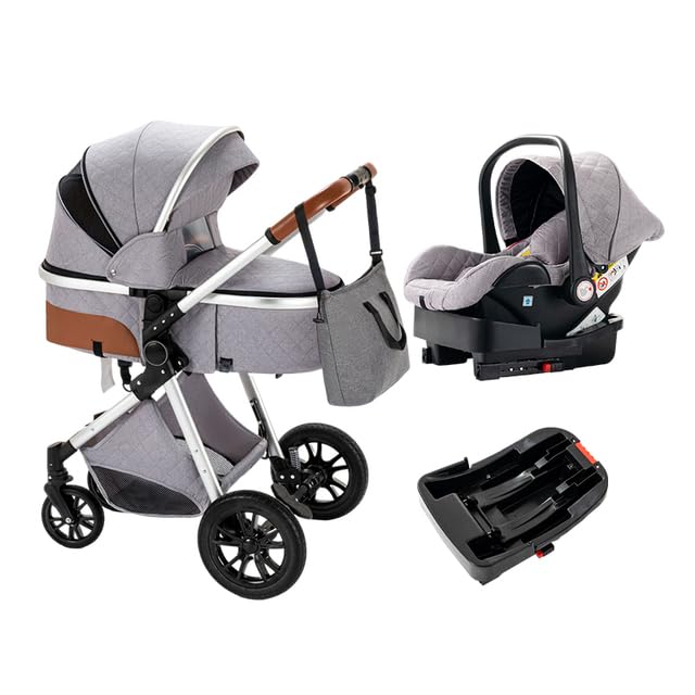 3 in 1 Baby Travel System - Reversible Stroller, Foldable Lightweight Pushchair with Adjustable Seat (Silver Grey) | Perfect for Newborns, Toddlers & Traveling Parents | Ideal for Shopping, Park Walks & Airports