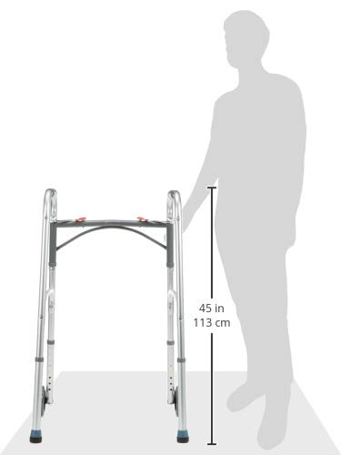 Drive DeVilbiss Folding Lightweight Aluminum Walker with Wheels - Adjustable Height Mobility Aid for Seniors & Adults, Indoor/Outdoor Use for Stability & Support