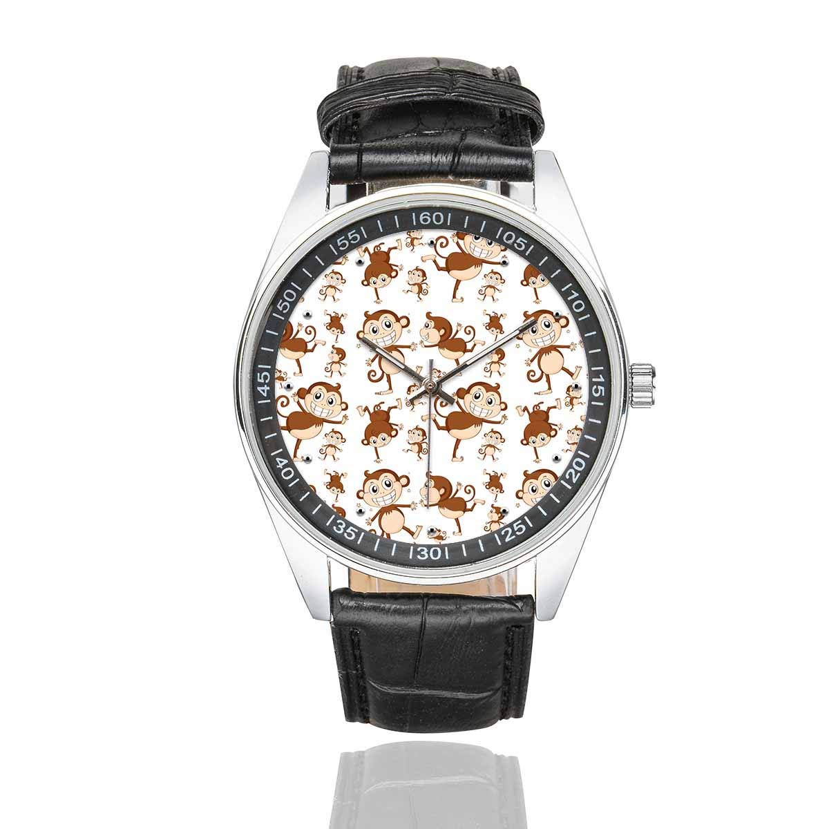 InterestPrint Monkey Animal Men's Fashion Watch - Waterproof Leather Strap Wristwatch for Casual & Outdoor Activities | Perfect Gift for Watch Lovers