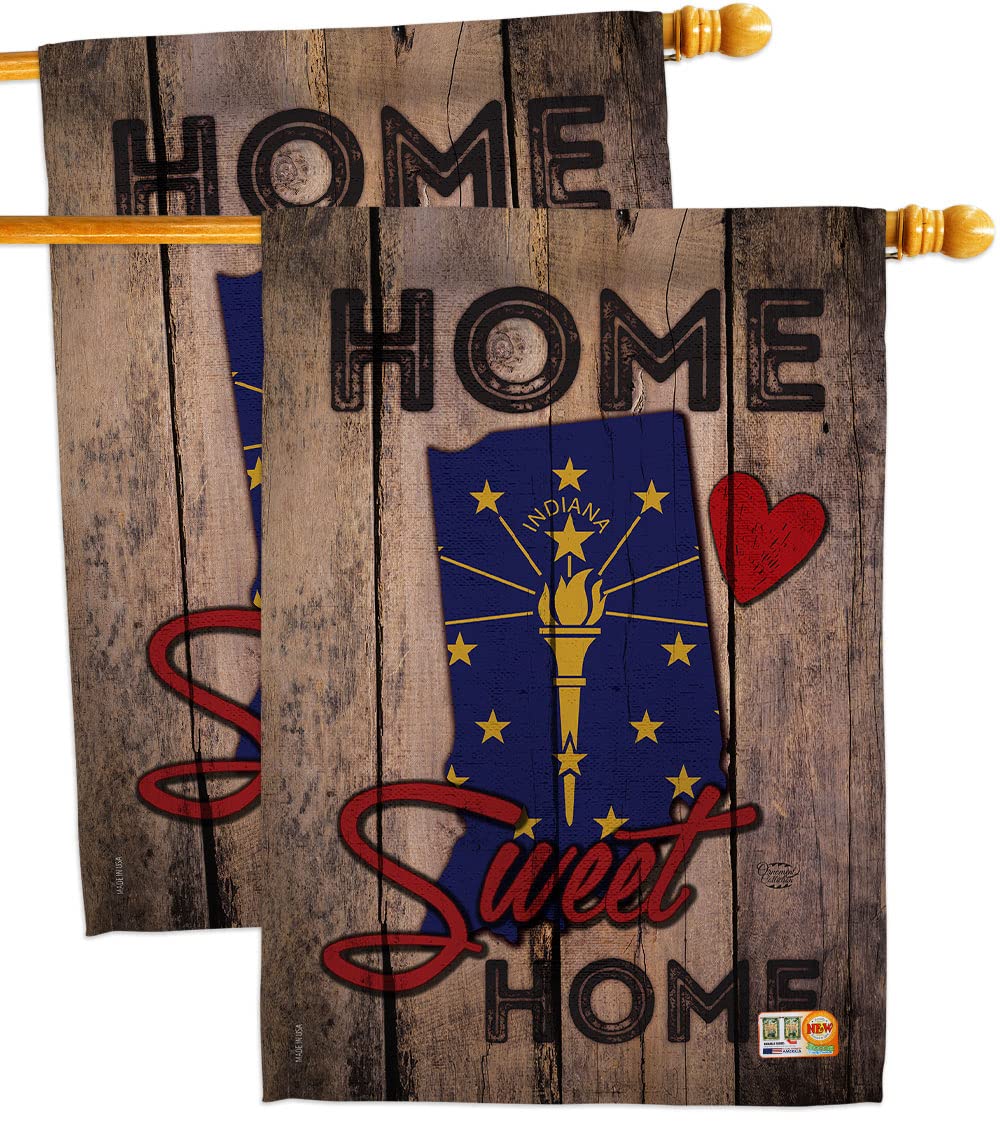 Indiana State Flag - 2 Pack Double-Sided Home Sweet House Yard Banner (28x40 Inch) | USA Americana Decor for Porch, Garden & Outdoor Patriotism