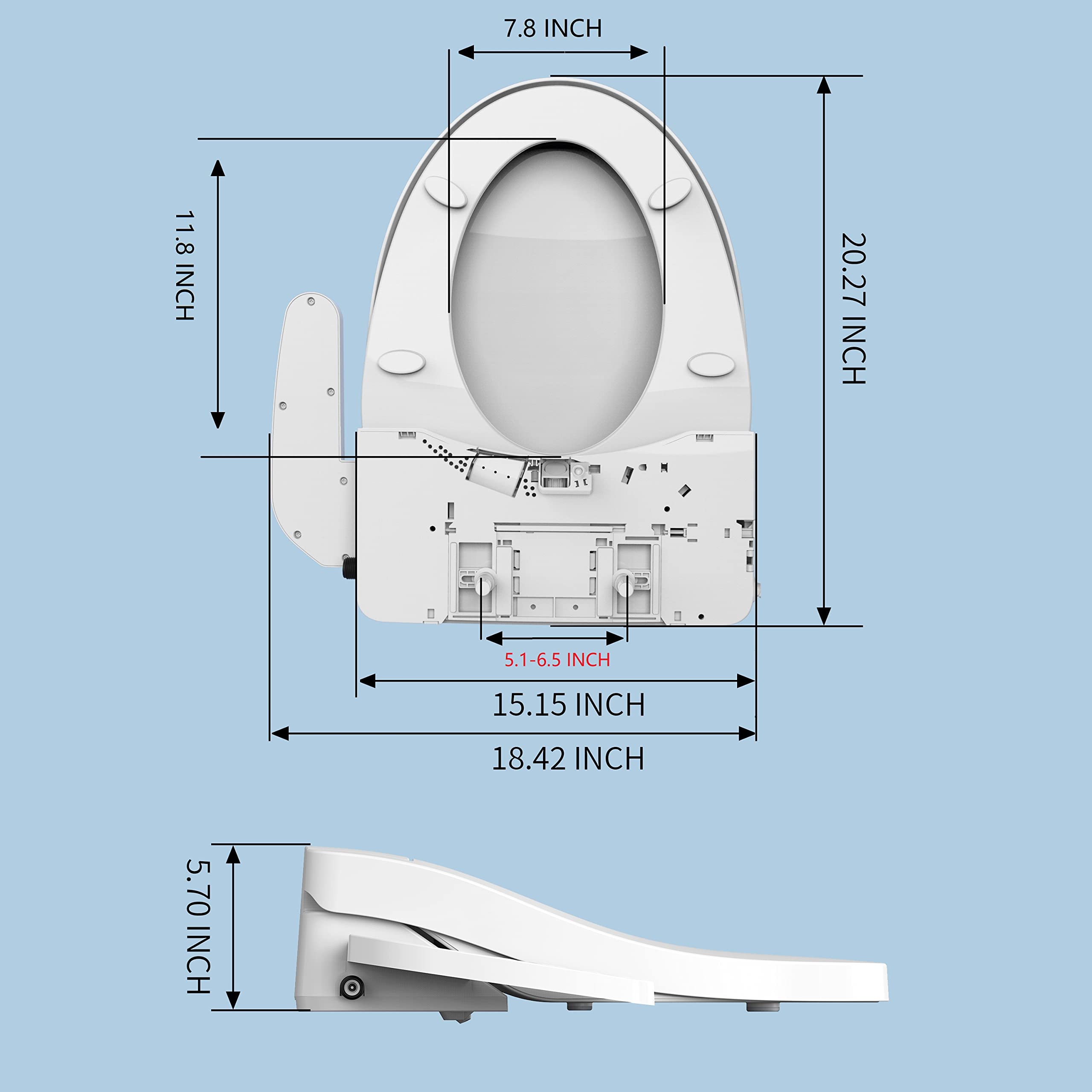R&T V2601 Heated Bidet Seat for Elongated Toilet - Smart Toilet Seat with Warm Air Dryer, Temperature Controlled Wash & Adjustable Water Pressure - Perfect for Modern Bathrooms & Enhanced Hygiene Comfort
