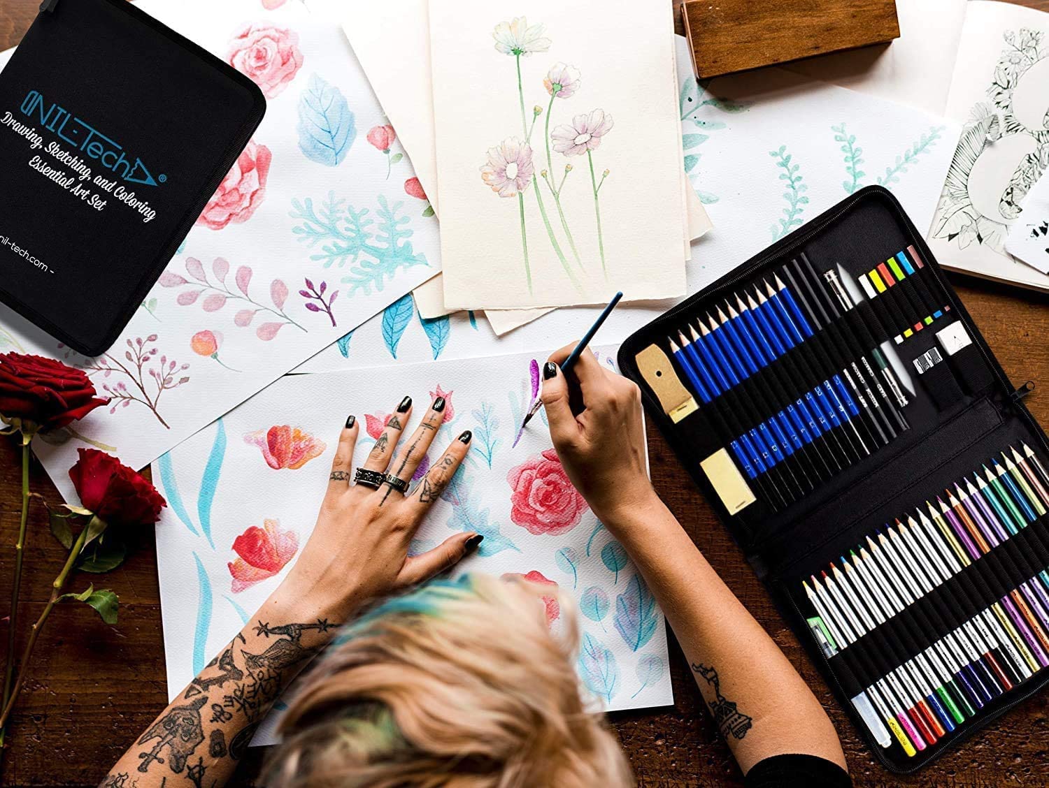 Premium 55-Piece Drawing Pencils Set for Artists - Professional Sketch, Charcoal & Graphite Pencils for Kids, Teens & Adults | Includes Free Digital Drawing Tutorials eBook & Sketchbook | Perfect for Art Classes, DIY Projects & Creative Gifts