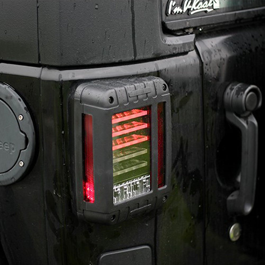 2007-2017 Jeep Wrangler JK LED Tail Lights - Brake Reverse Turn Signal Lamps for Jeep TJ LJ - Durable & Bright Replacement for Off-Road & Night Driving