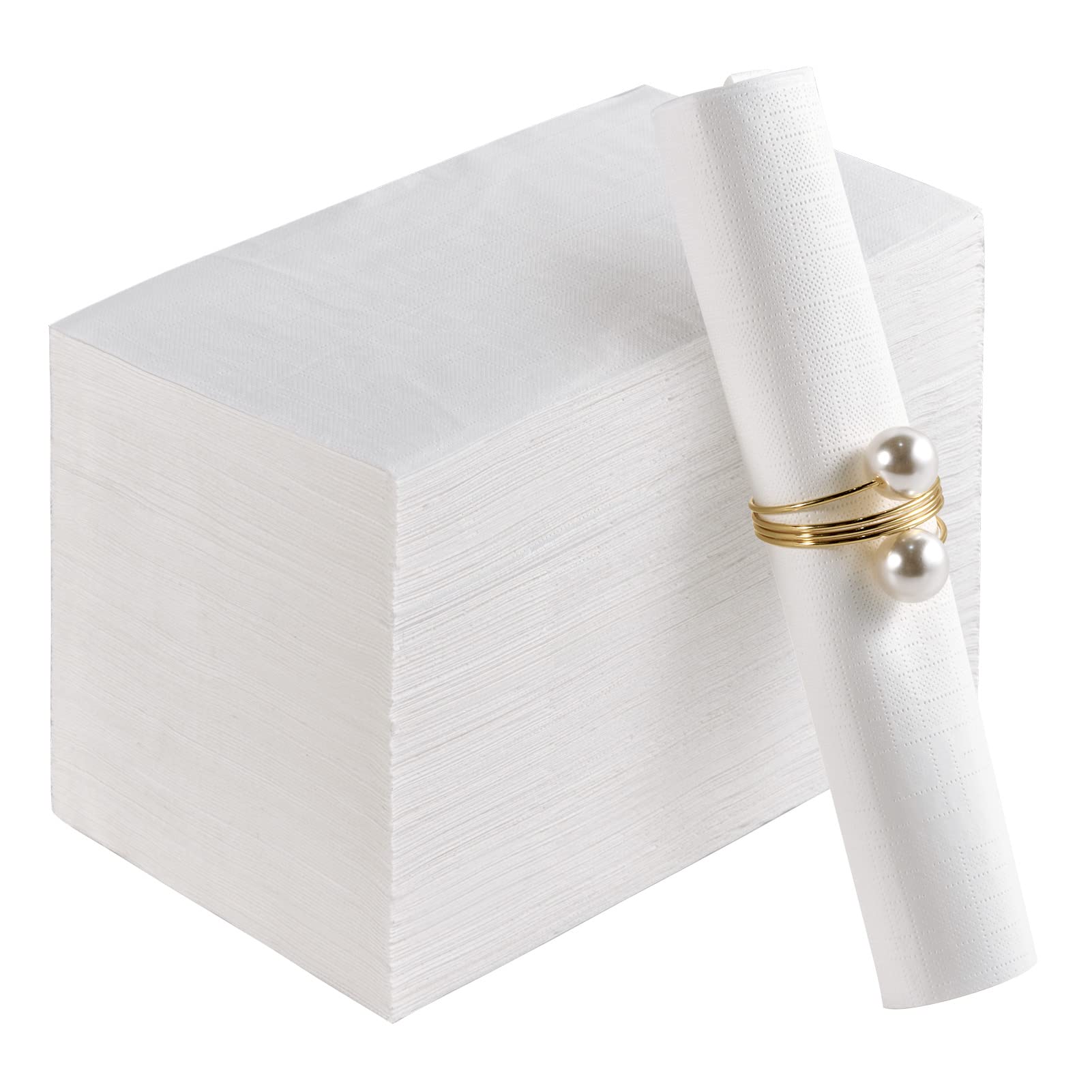 100 Pack Premium 3-Ply Disposable Paper Napkins - Soft, Absorbent Guest Towels for Parties, Dinners, Events & Kitchen Use - White Dinner Napkins for Elegant Table Settings & Everyday Dining