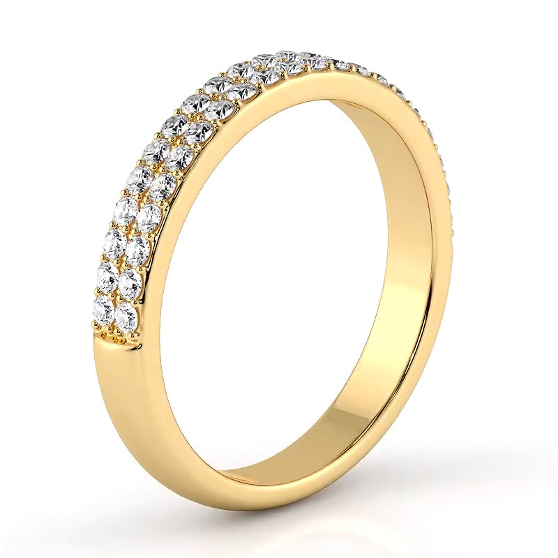0.42 Carat Round Diamond Double Row Wedding Band - Elegant Bridal Ring for Women, Perfect for Engagement, Anniversary & Special Occasions