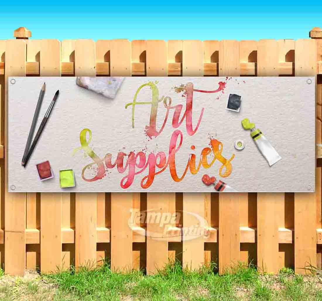 13 oz Heavy-Duty Vinyl Art Supplies Banner with Metal Grommets - Non-Fabric, Single-Sided - Perfect for Art Studios, Classrooms & Craft Shows