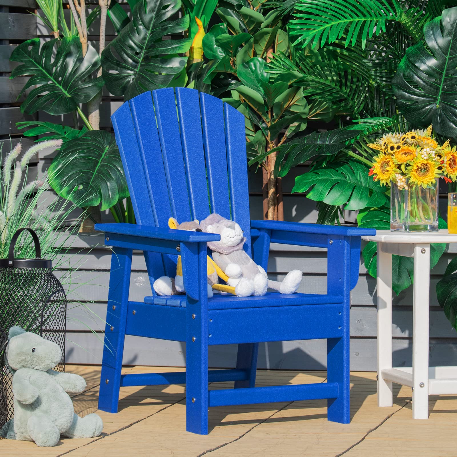 **Giantex Kids Adirondack Chair - HDPE Outdoor Patio Chair with Ergonomic Backrest for Deck, Porch, Backyard & Poolside - Weather-Resistant Toddler Lawn Chair for Indoor & Outdoor Use (Blue, 1-Pack) - Perfect for Relaxing, Lounging & Outdoor Play**