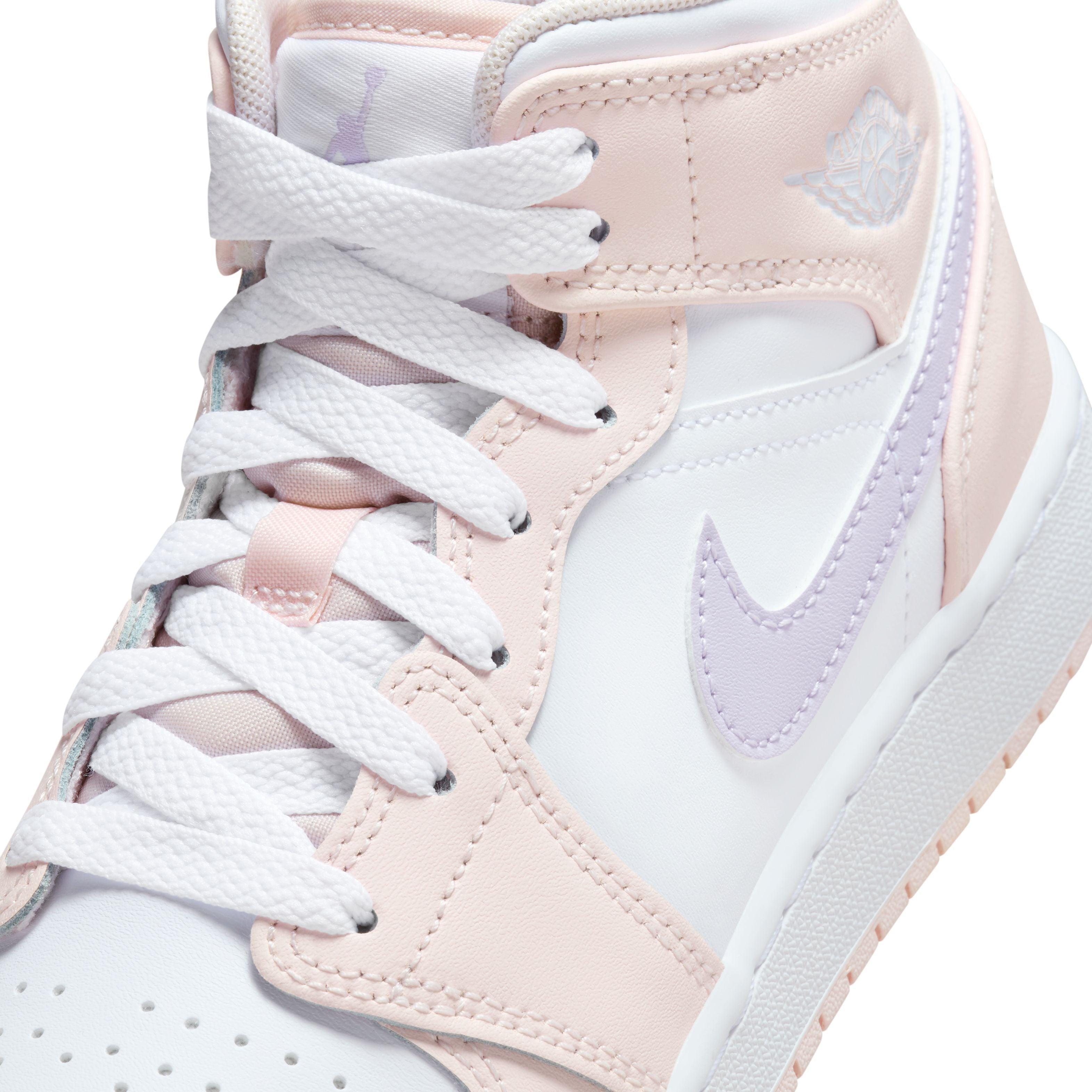 Air Jordan 1 Mid 'Pink Wash' Sneakers for Kids - Comfortable Basketball Shoes for Boys & Girls - Perfect for School, Playground & Casual Wear