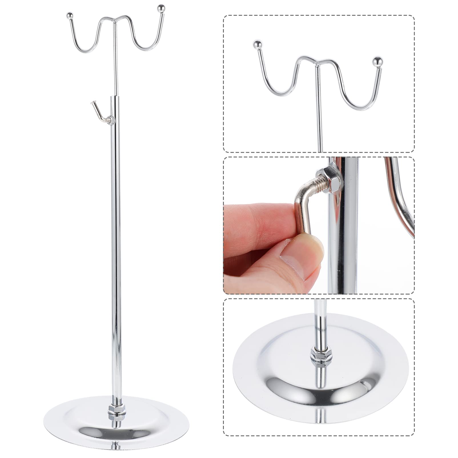 iplusmile Adjustable Height Stainless Steel Bag Display Stand - Wig, Purse, Handbag & Tote Holder Rack for Retail Store & Boutique Display