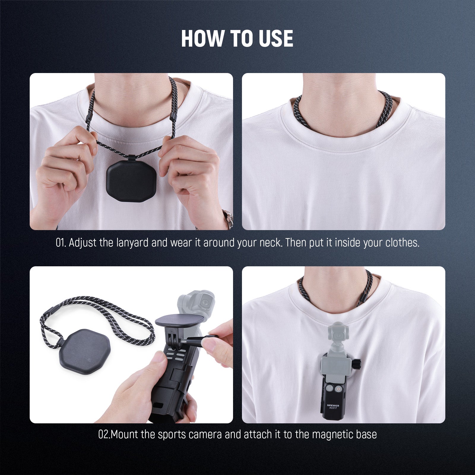 NEEWER AC017+GP 61 Extension Adapter Bracket for DJI Osmo Pocket 3 - Compatible with DJI Pocket 3 Camera, Perfect for Vlogging, Travel Filming & Content Creation