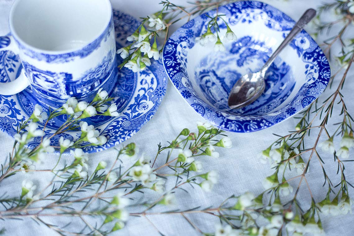 Spode Blue Italian Collection Porcelain Dip Dishes Set of 3 - Mini Serving Bowls for Sauces, Condiments & Side Dishes - Dishwasher & Microwave Safe Blue/White Fine China - Perfect for Entertaining, Dinner Parties & Appetizer Presentation