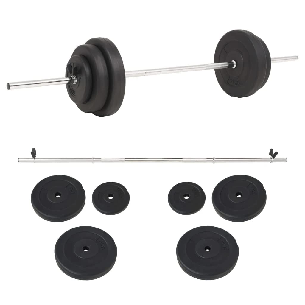 vidaXL 66.1 lb Barbell Weight Set for Home Gym - Olympic Weight Plates & Bar for Strength Training, Weightlifting, Fitness Workouts for Men & Women | Perfect for Home Gym, CrossFit, and Strength Building