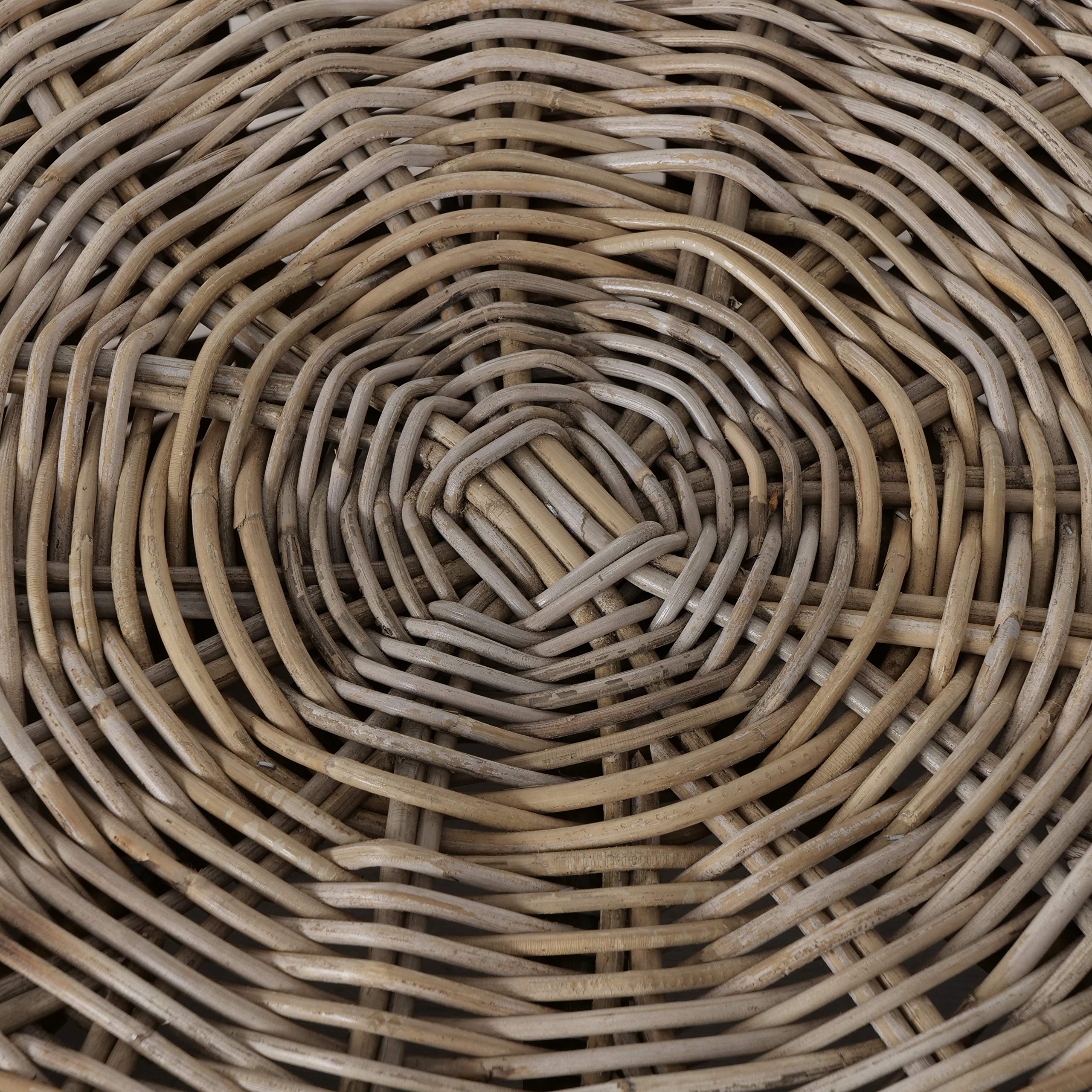 WHW Whole House Worlds Hamptons Low Rise Rattan Coffee Table - Wicker Weave Circular Design, 28.25 Inch Diameter x 13.5 Inch Height, 10.5 lbs - Perfect for Living Room, Patio, or Beach House Decor