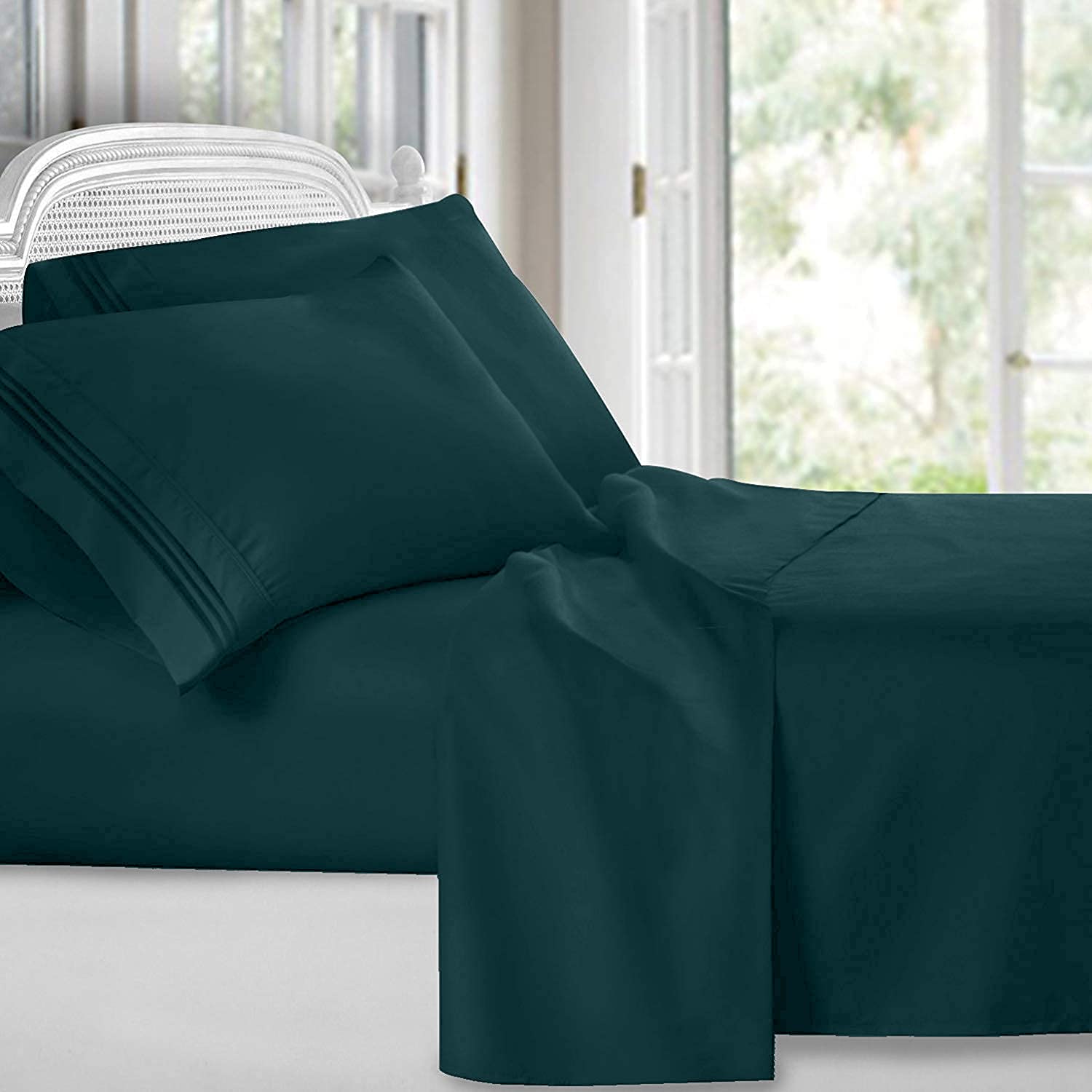 1000 Thread Count 100% Egyptian Cotton Full 4-Piece Sheet Set - Teal, 18-Inch Deep Pocket, Long Staple Cotton Bedding for Luxury Hotel Feel | Perfect for Master Bedrooms, Guest Rooms & Airbnb Listings