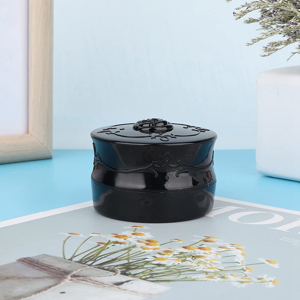 Vintage Rose Empty Loose Powder Dispenser Box with Powder Puff - Black Cosmetic Case for Makeup Organization | Perfect for Travel, Home Vanity & Professional Makeup Artists