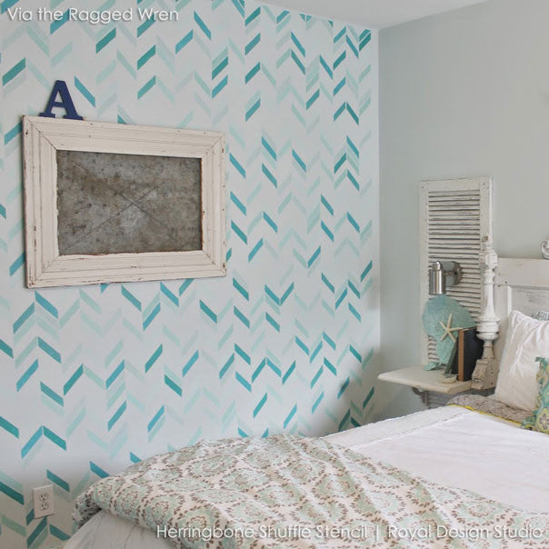 Herringbone Pattern Wall Stencil - DIY Home Decor for Creative Wall Painting & Accent Walls - Perfect for Living Rooms, Bedrooms & Nursery